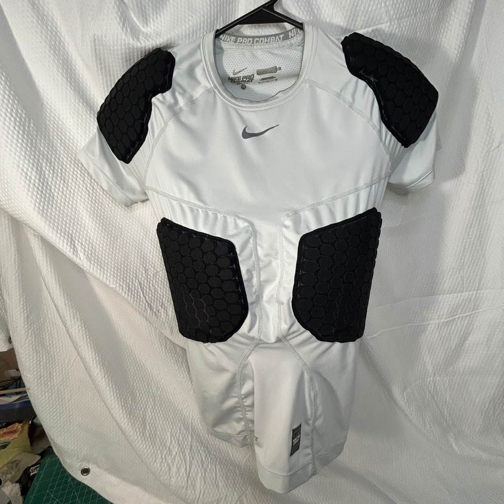 Nike Pro Combat Hyperstrong Padded Football Compression Shirt Youth Medium White